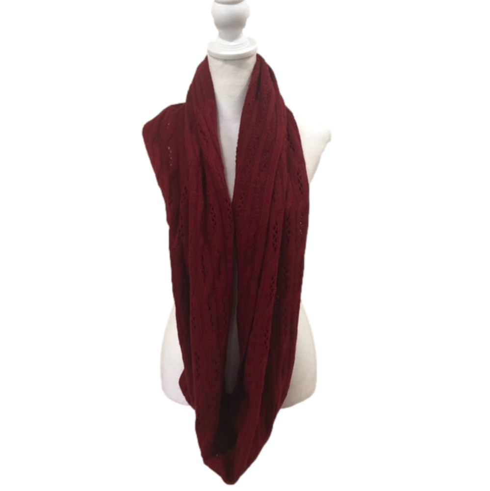 Celeste wool and cashmere blend infinity scarf. Deep red/burgundy.
